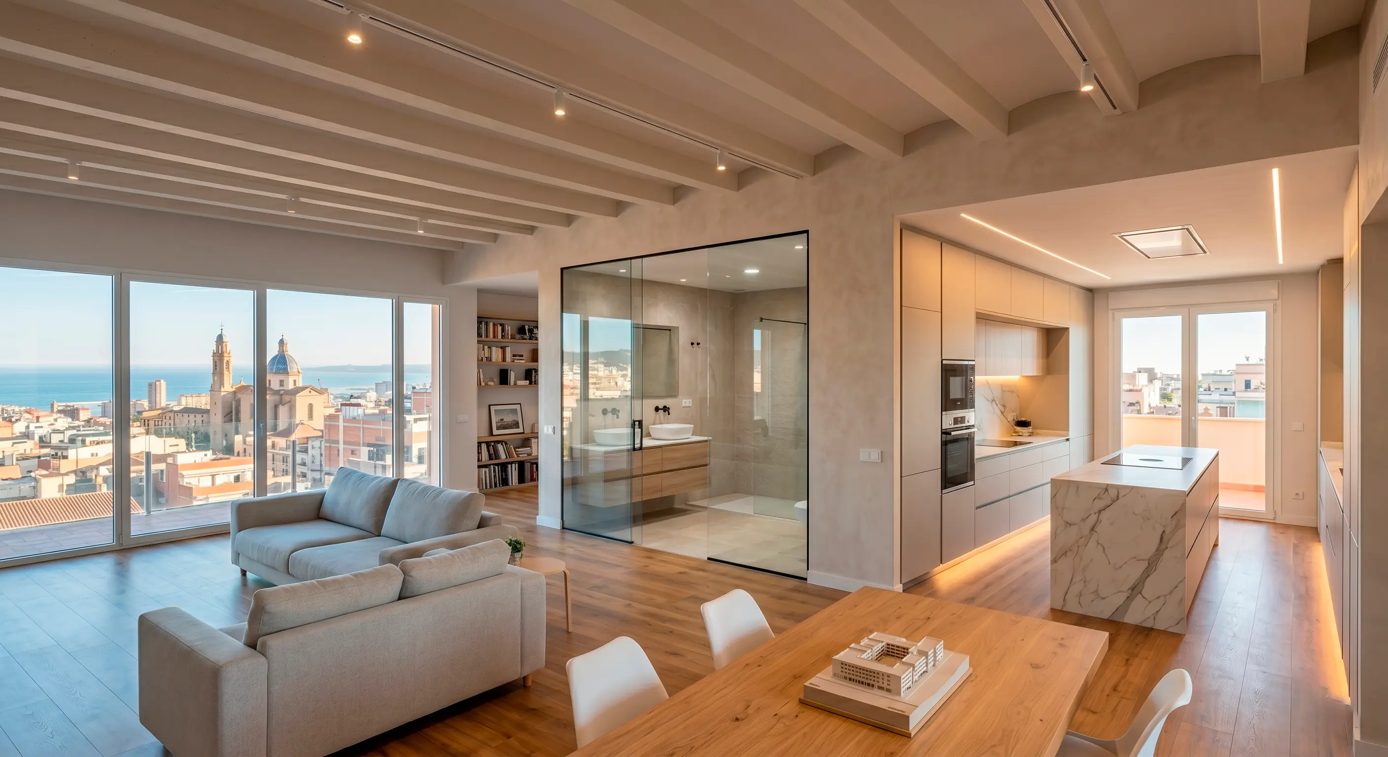 Integral renovation in progress or before/after renovated space